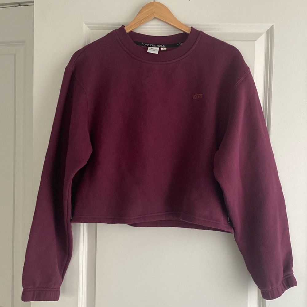 Vans comfy Cush cropped sweat in grape wine Burgundy color sz L - NWOT